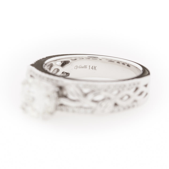 Moissanite Nature Inspired Wedding Ring 14K White Gold