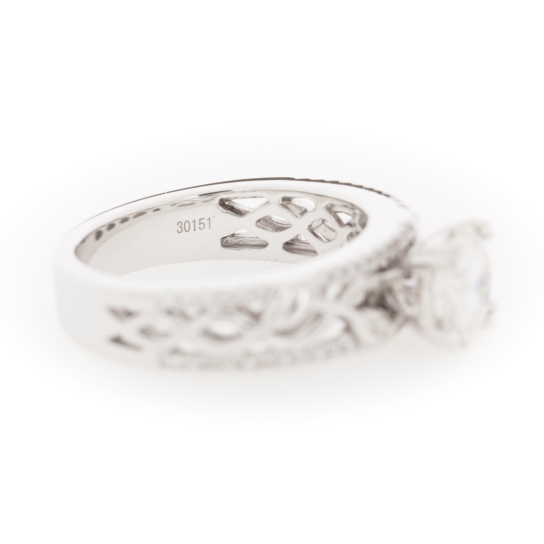 Moissanite Nature Inspired Wedding Ring 14K White Gold