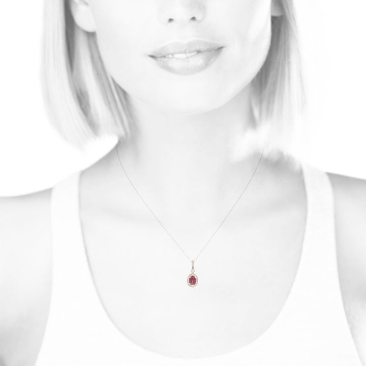 Ruby Diamond Filigree Cabochon Pendant 14K White Gold 1.28CT