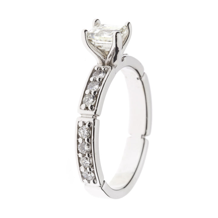 Emerald Cut Diamond Engagement Ring 14K White Gold .65 CT