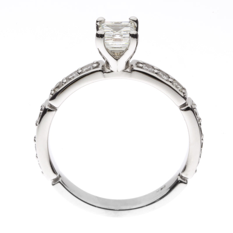 Emerald Cut Diamond Engagement Ring 14K White Gold .65 CT