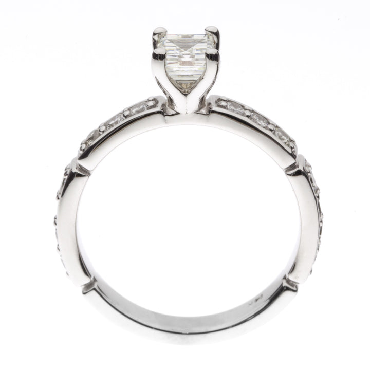 Emerald Cut Diamond Engagement Ring 14K White Gold .65 CT