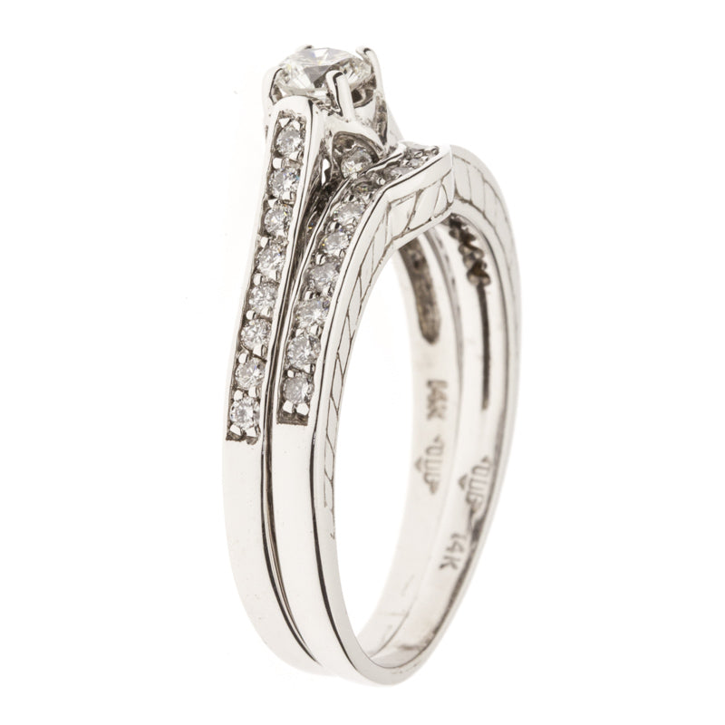 Diamond Wedding Set 14K White Gold .25CT