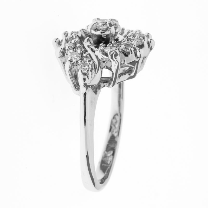 Diamond Cluster 1960's Ring 14K White Gold .30CTW