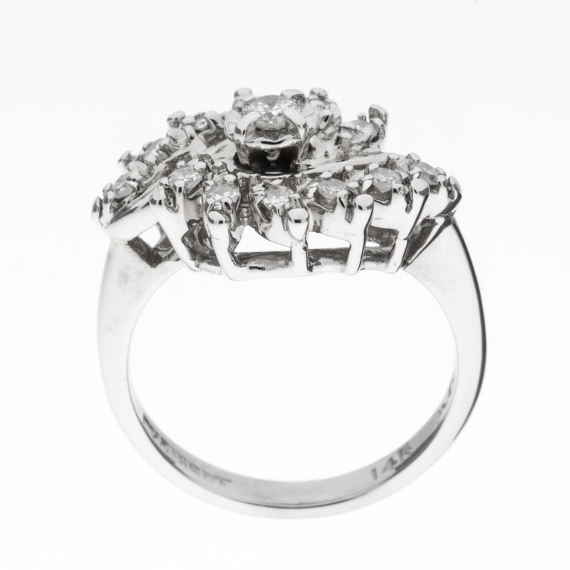 Diamond Cluster 1960's Ring 14K White Gold .30CTW