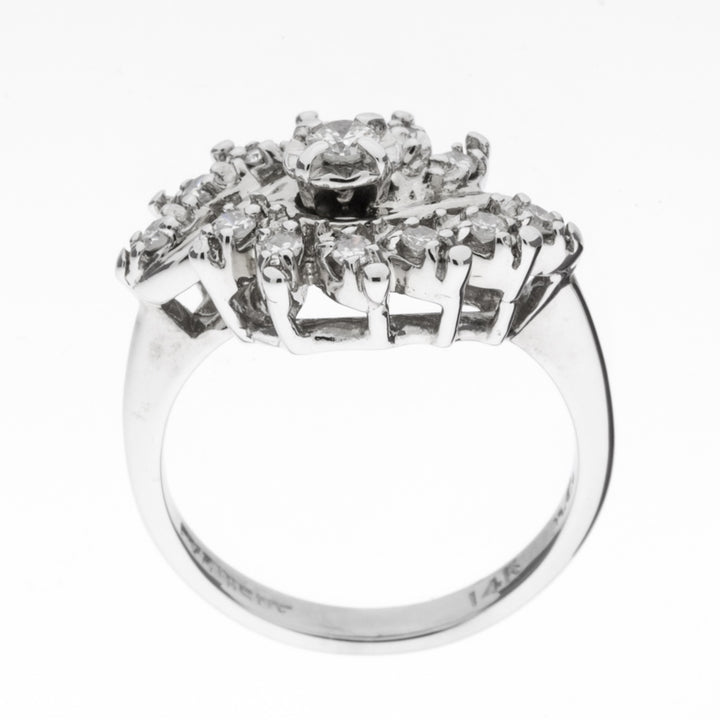 Diamond Cluster 1960's Ring 14K White Gold .30CTW