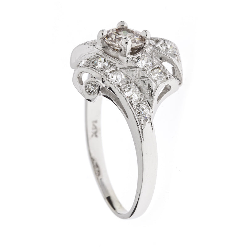 Diamond Fashion Ring 1920's 14K White Gold .54 CT