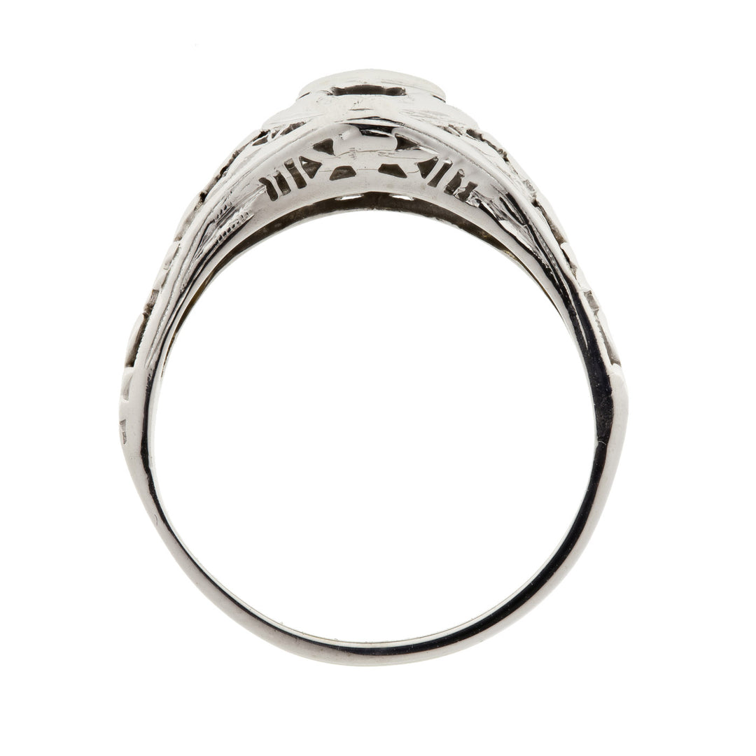 Vintage Filigree Diamond Ring 14K White Gold .12 CTW