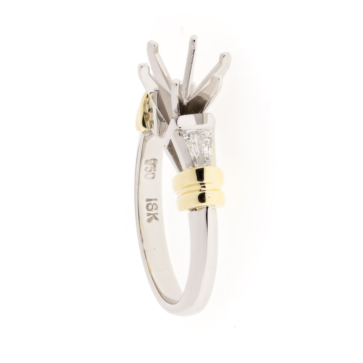 Engagement Ring Setting Tapered Baguette 18K and Platinum