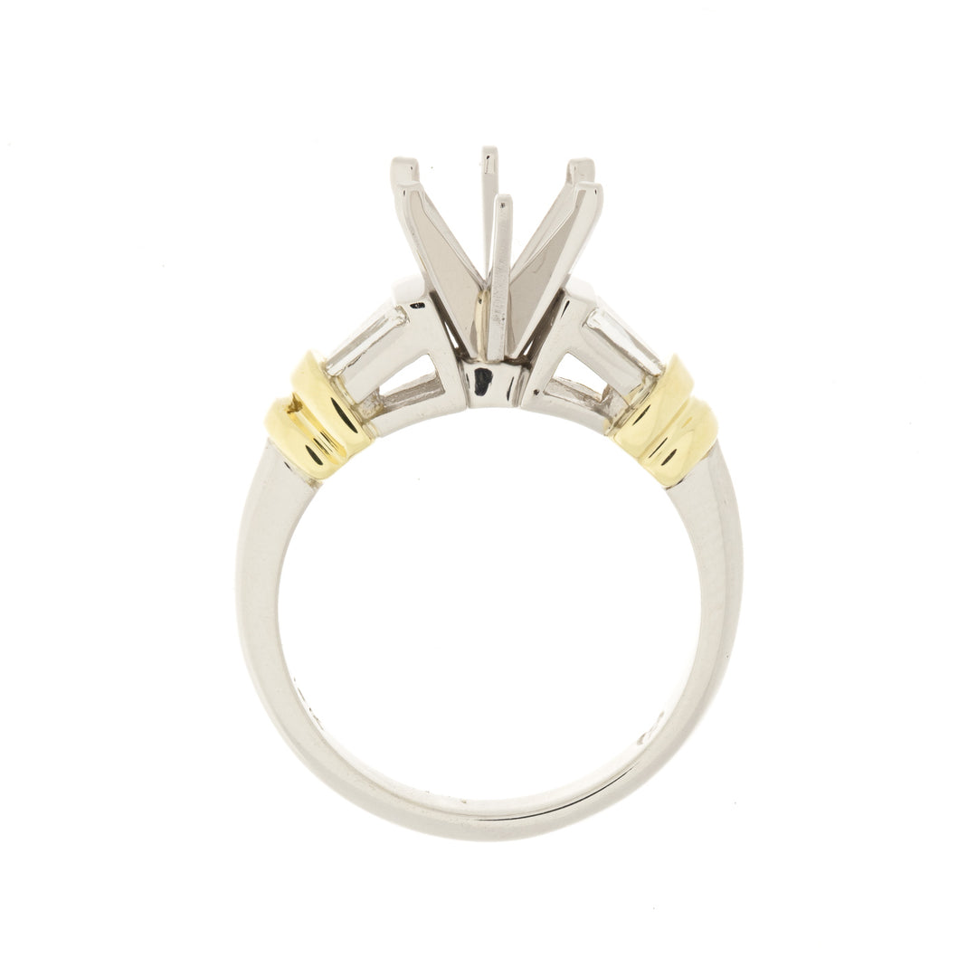 Engagement Ring Setting Tapered Baguette 18K and Platinum