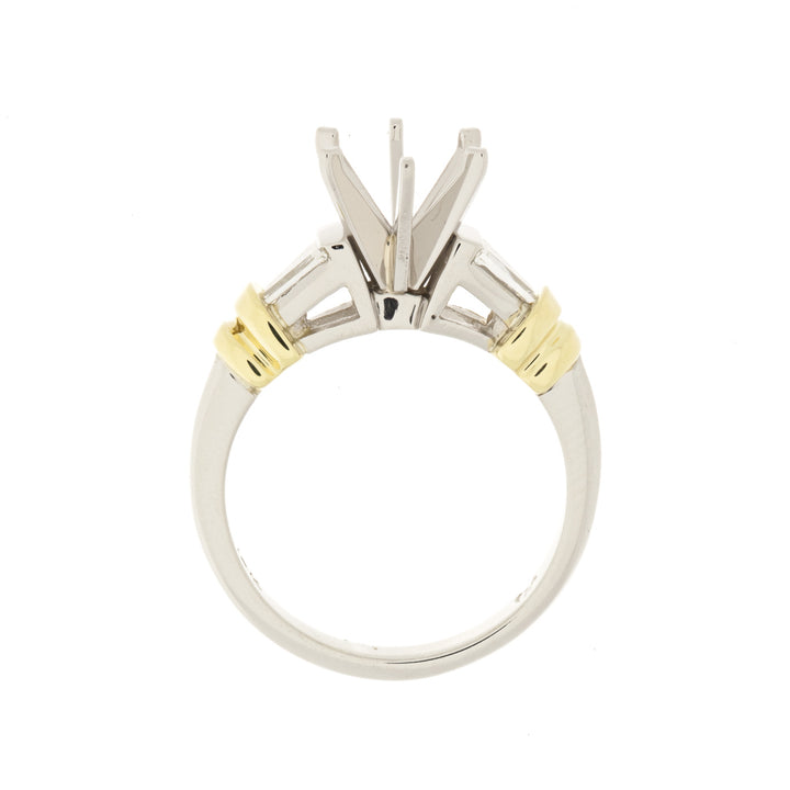 Engagement Ring Setting Tapered Baguette 18K and Platinum