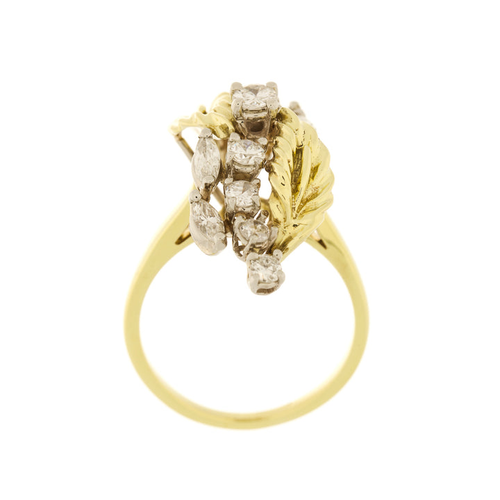 Diamond Leaf Ring 18K Two Tone 1.15CTW