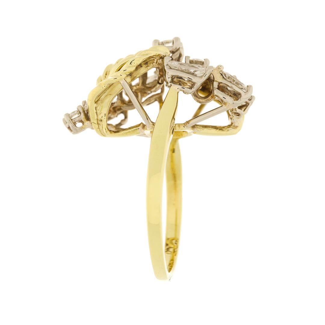 Diamond Leaf Ring 18K Two Tone 1.15CTW