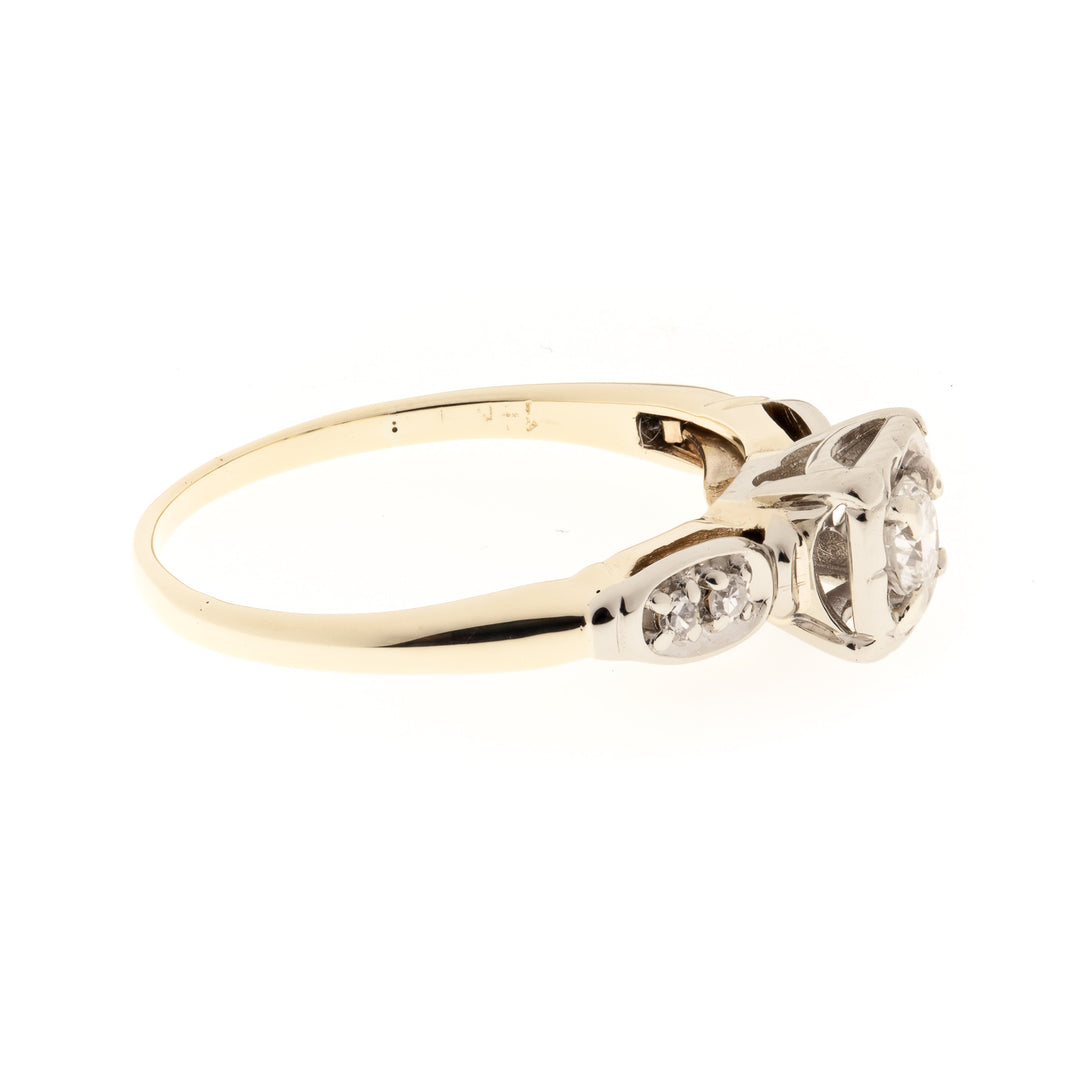 Vintage Diamond Ring 14K Two Tone .15 CT