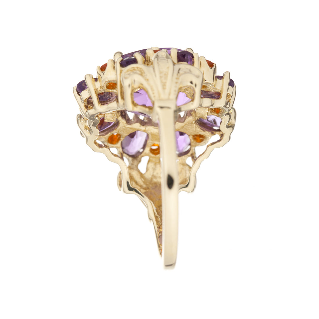 Amethyst Mexican Fire Opal Ring 14K Yellow Gold