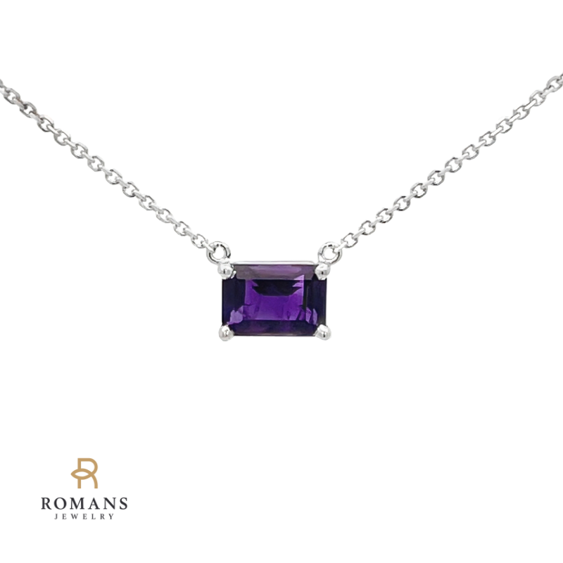 Amethyst Floating Pendant 14K White Gold .65CT