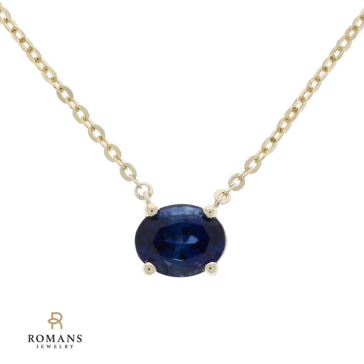 Blue Sapphire Floating Necklace 14K Yellow Gold 1.46CT