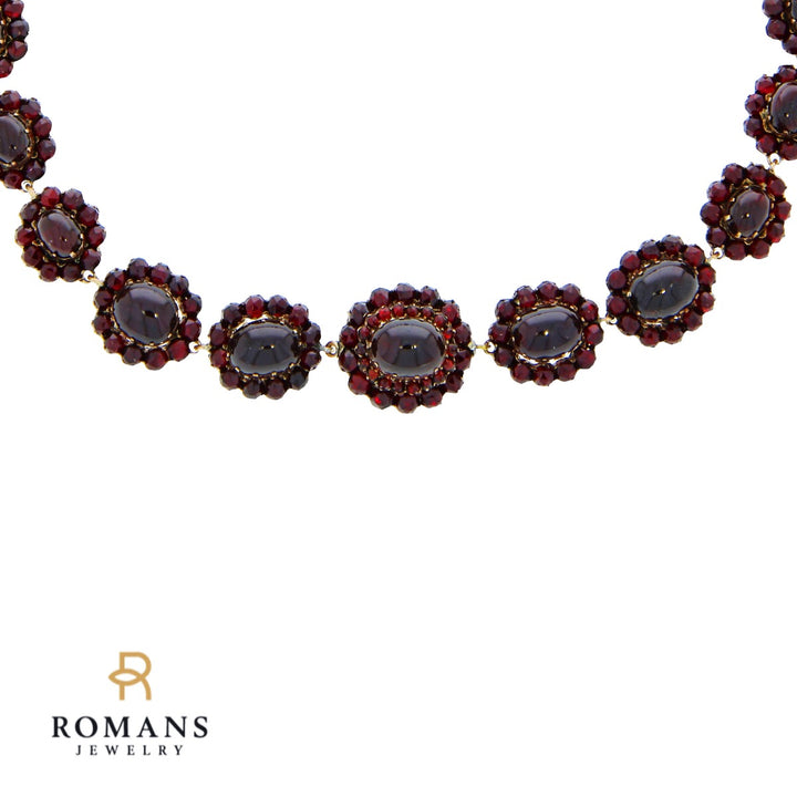 Bohemian Victorian Garnet Necklace Silver