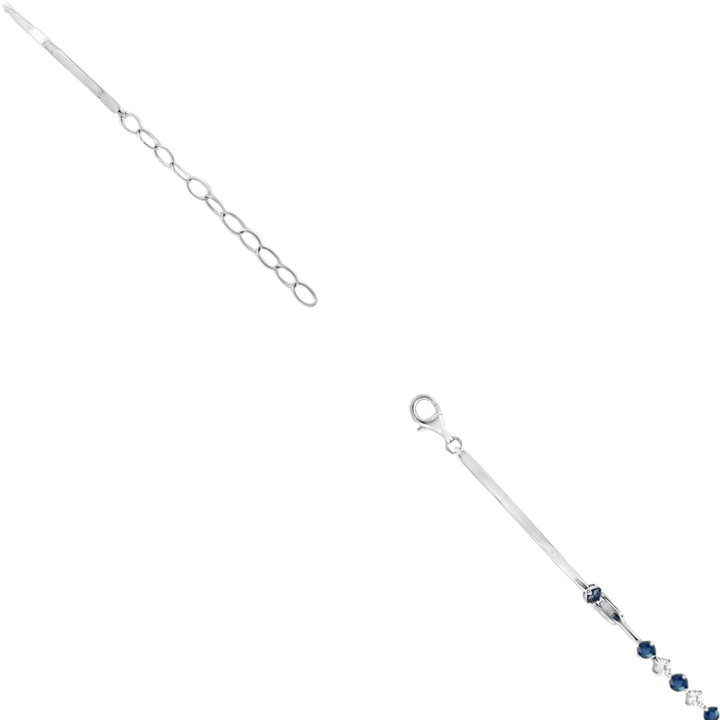 Diamond & Sapphire Bangle Link Bracelet 14K White Gold