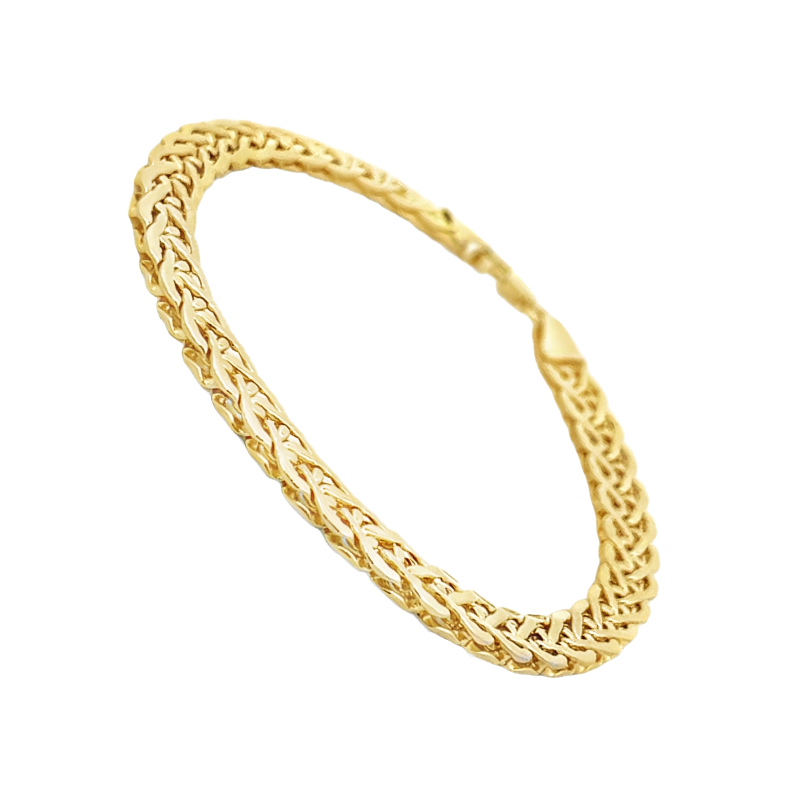 Braided Wheat Hollow Bracelet 14K Yellow Gold 5MM