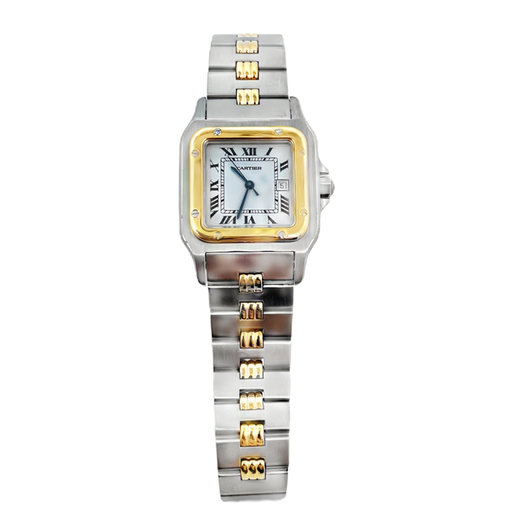 Cartier Santos Carree Godron Watch 18K Yellow & Stainless Steel