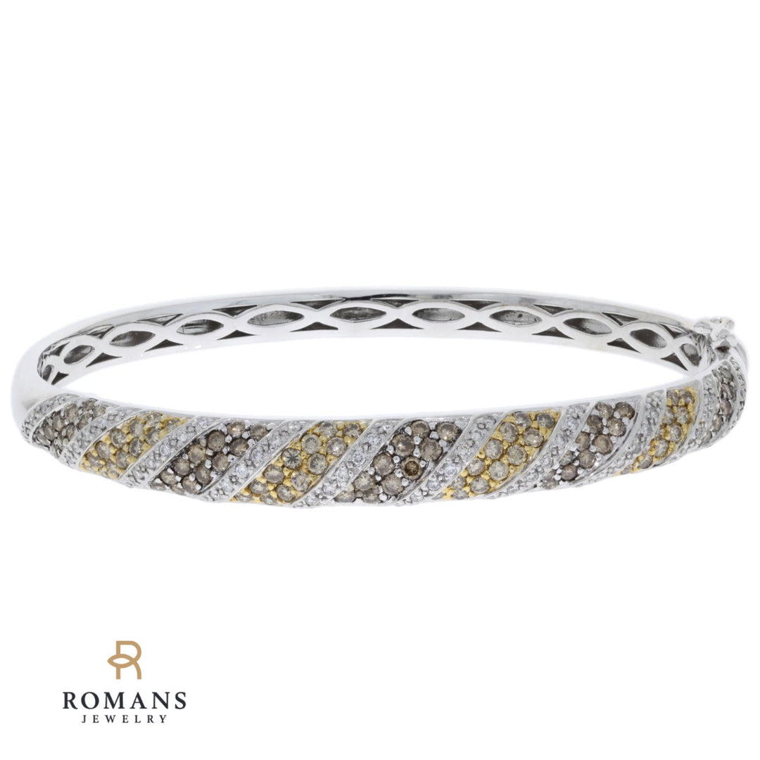 Champagne Diamond Pave Bracelet 14K Two Tone 2.51 CTW