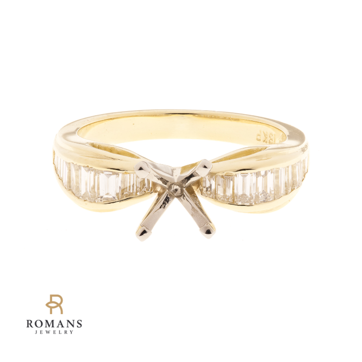 Channel Set Diamond Baguette Setting 18K Yellow Gold