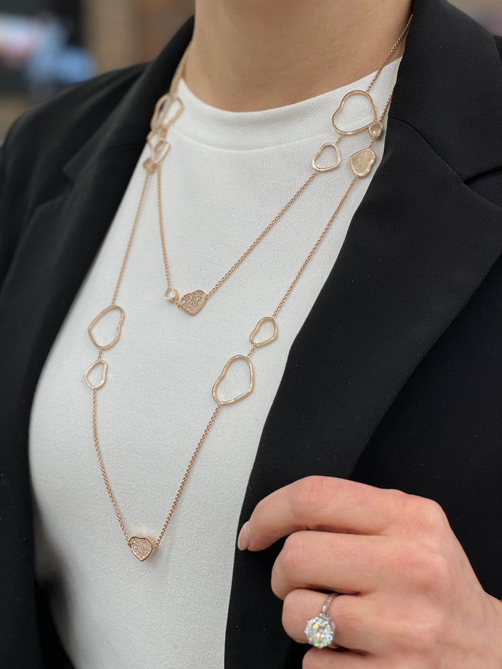 Chopard Happy Hearts Sautoir Necklace 18K Rose Gold 1.35CT