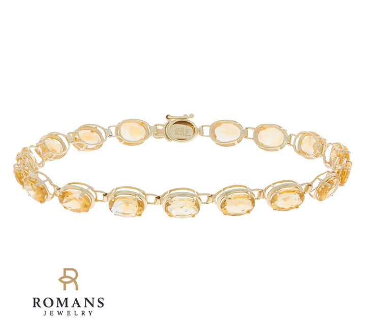 Citrine Bracelet 14K Yellow Gold 12.24 CTW