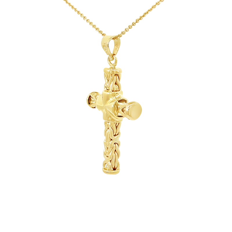 Braided Cross Pendant 18K Yellow Gold