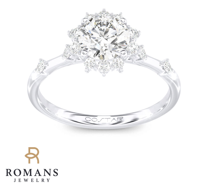 Diamond Engagement Setting 14K White Gold