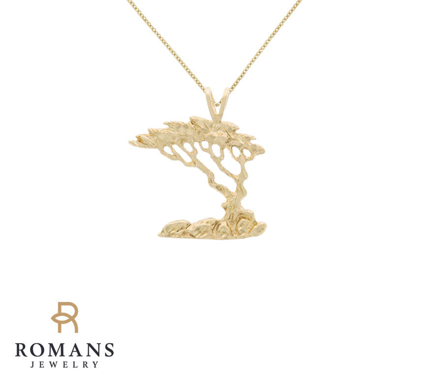Cypress Tree Pendant 14K Yellow Gold