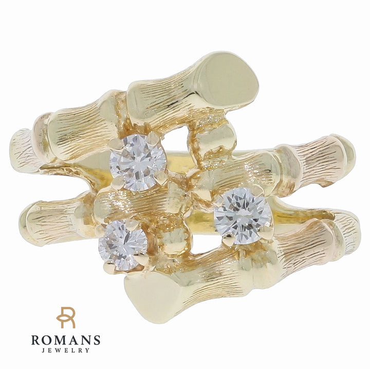Diamond Bamboo Ring 14K Yellow Gold .27 CTW