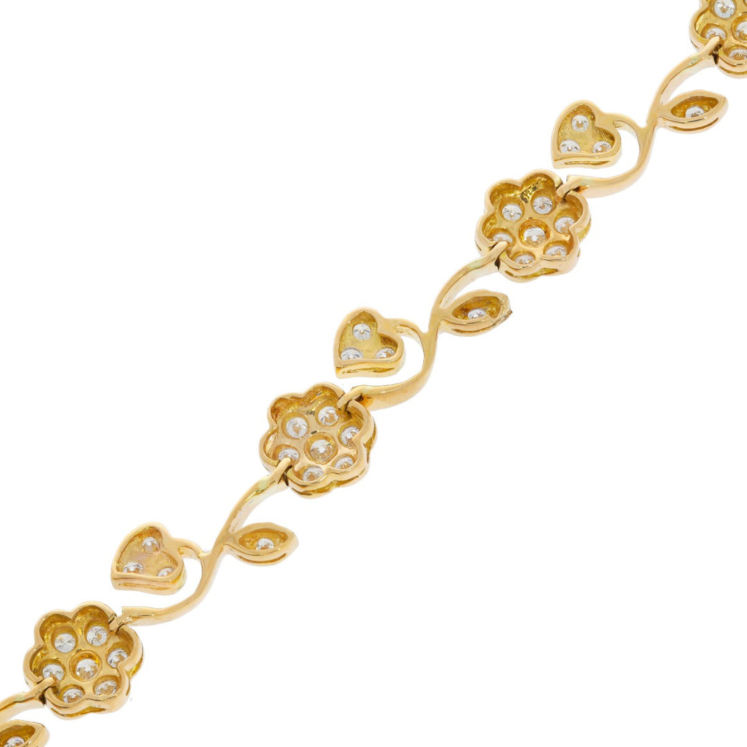 Diamond Flower Bracelet 14K Yellow Gold 2.36 CTW