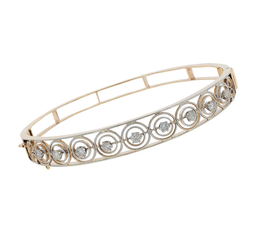 Diamond Vintage 1930's Bracelet 14K Yellow Gold Platinum .72CTW