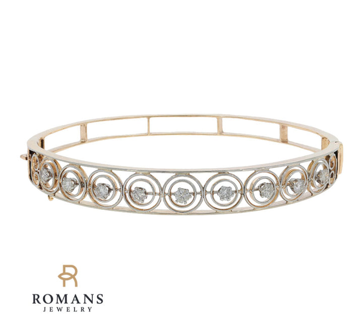 Diamond Vintage 1930's Bracelet 14K Yellow Gold Platinum .72CTW