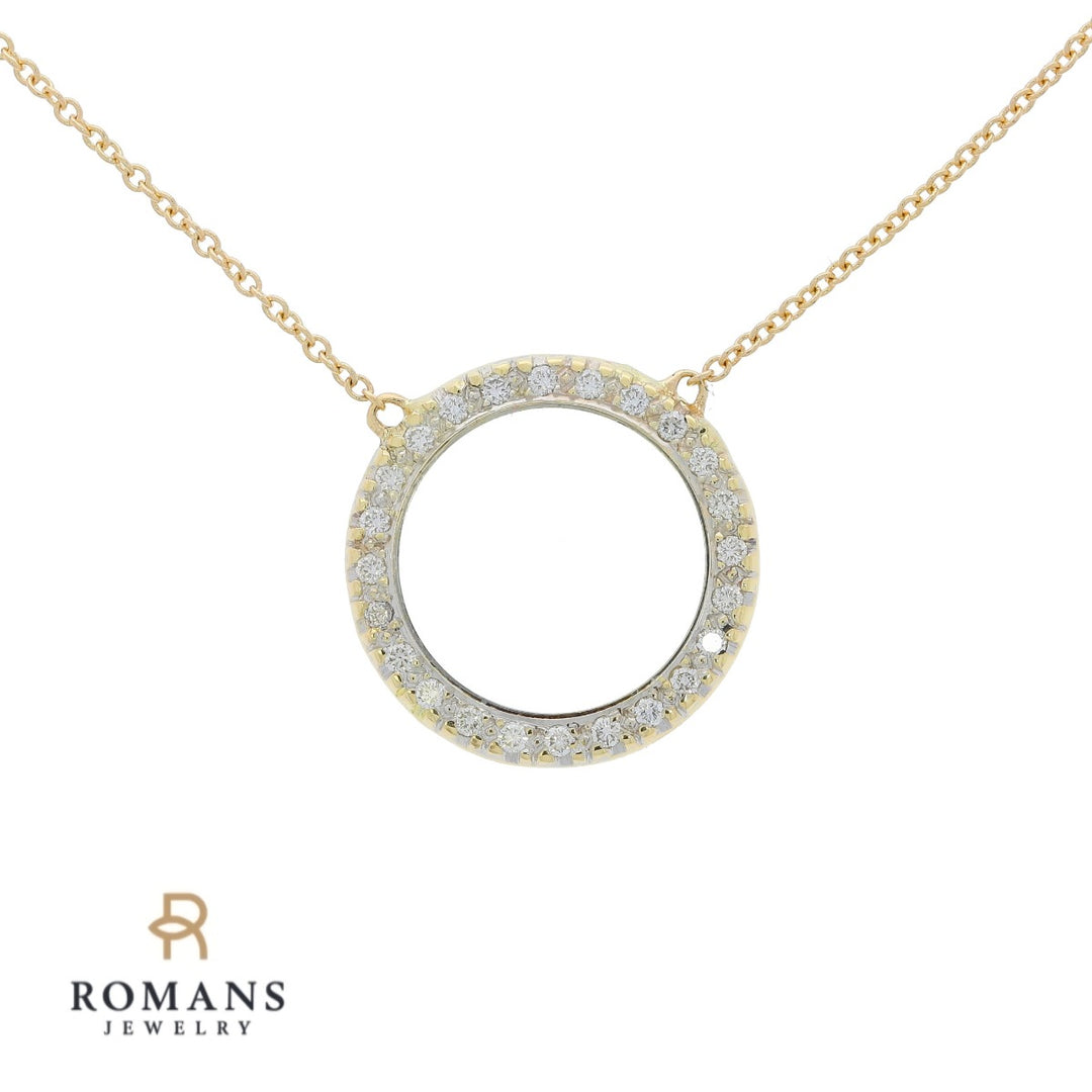 Diamond Circle Necklace 14K Yellow Gold .15CTW