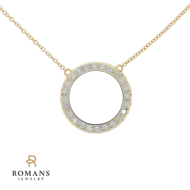 Diamond Circle Necklace 14K Yellow Gold .15CTW