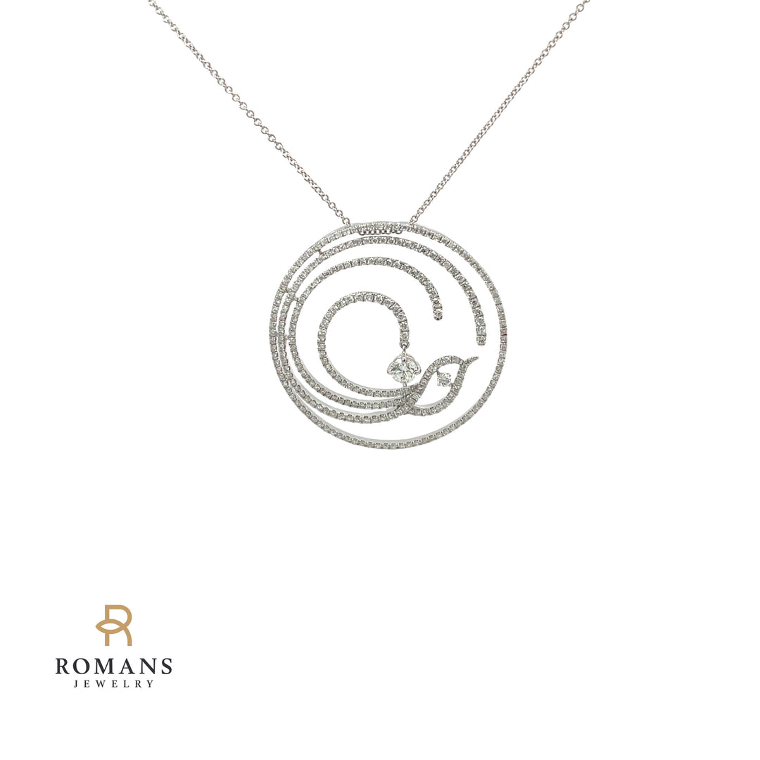 Diamond Circle Necklace 18K White Gold 1.32CTW