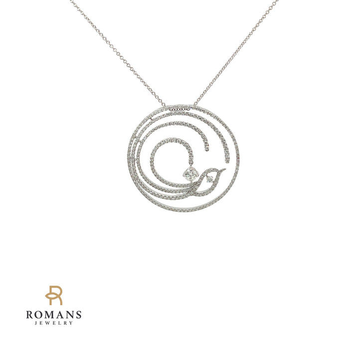 Diamond Circle Necklace 18K White Gold 1.32CTW