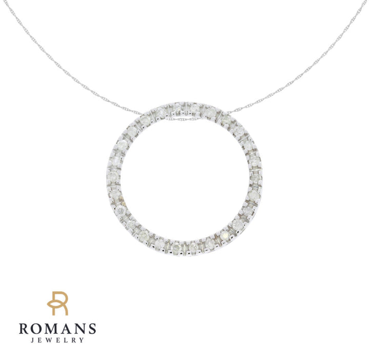 Diamond Circle Pendant 10K White Gold .25CTW
