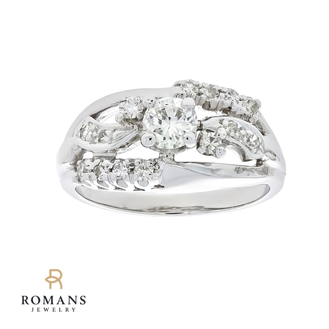 Diamond Cluster Ring 14K White Gold .36 CTW