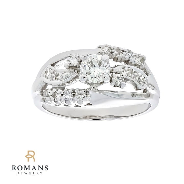 Diamond Cluster Ring 14K White Gold .36 CTW