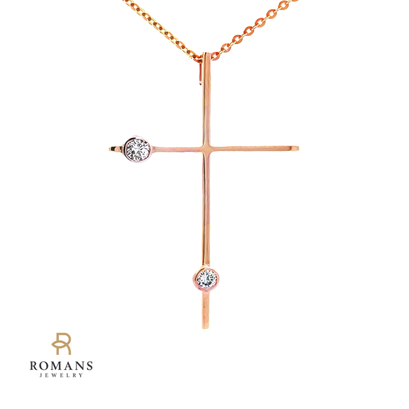 Diamond Cross Pendant 14K Rose Gold .18CTW
