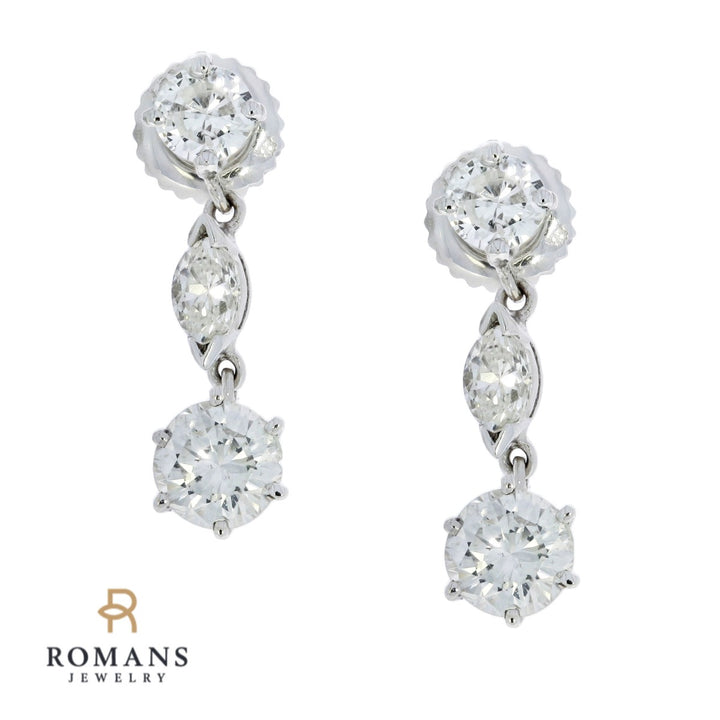 Diamond Dangle Earring 14K White Gold 1.80CTW