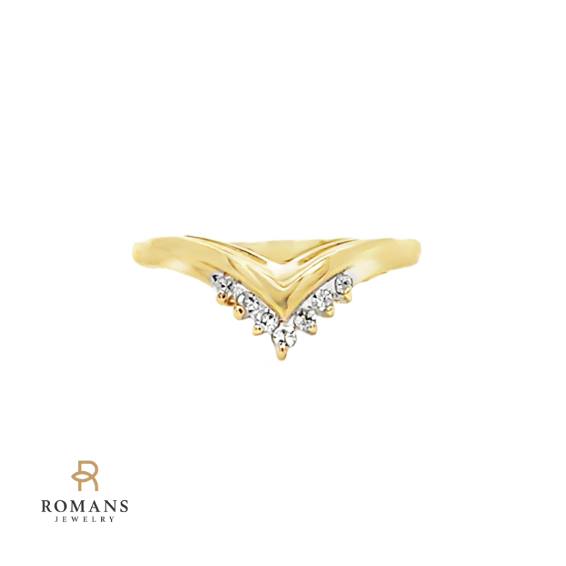 Diamond Double Chevron 14K Yellow Gold .08CTW