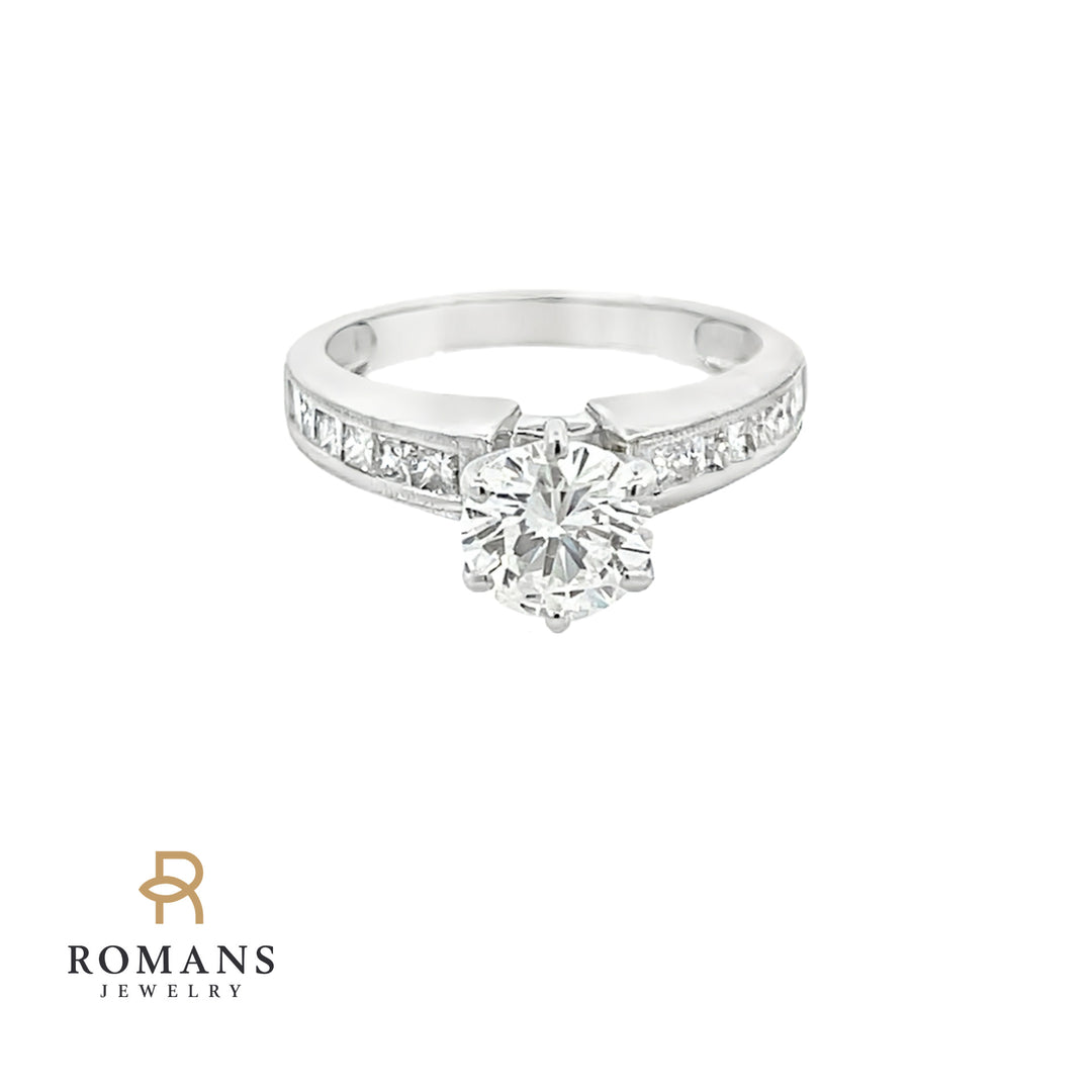 Diamond Engagement Ring 14K White Gold 1.01CT