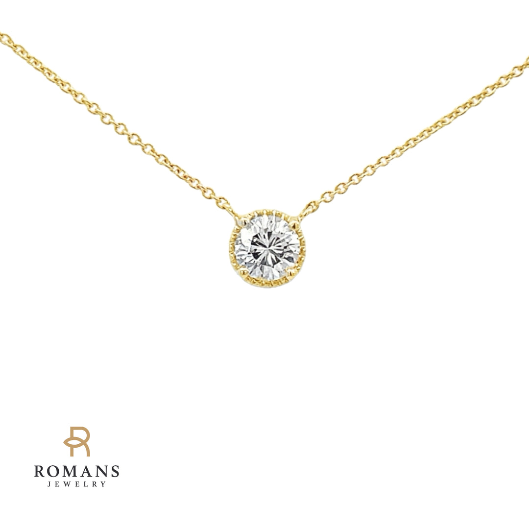 Diamond Round Floating Necklace 14K Yellow Gold .46CT