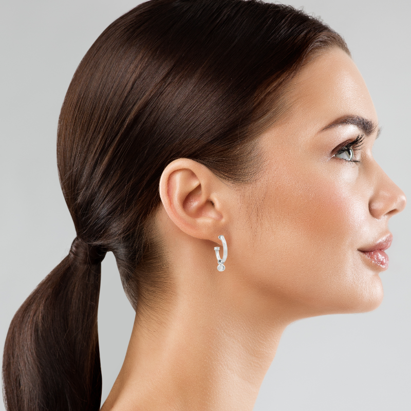 Diamond Half Hoop Earrings Platinum .10CT