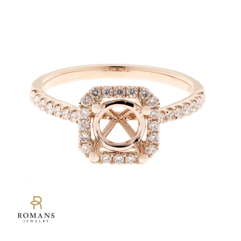 Diamond Halo Square Setting 14K Rose Gold